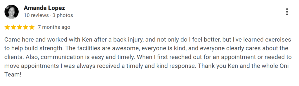 Back physiotherapy ONI Physio Fitness Mont Kiara testimonial 5