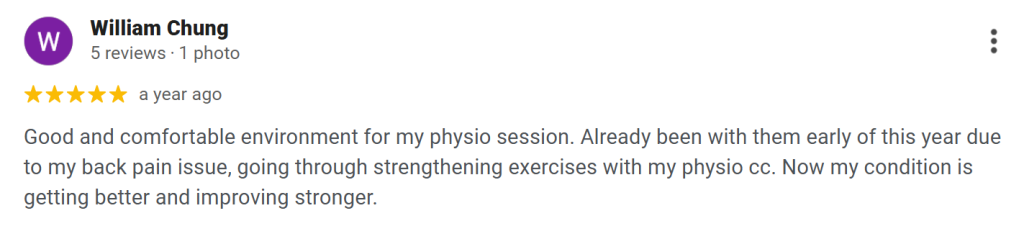 Back physiotherapy ONI Physio Fitness Mont Kiara testimonial 9