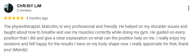 Shoulder pain physiotherapy ONI Physio Fitness testimonial 1