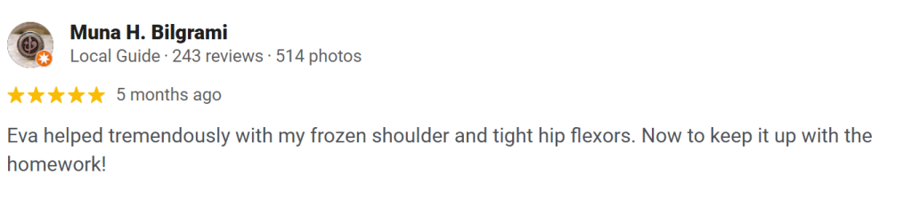 Hip physiotherapy ONI Physio Fitness Mont Kiara Testimonial 3